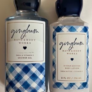 Bath & Bath body works Gingham shower gel & lotion set unopened